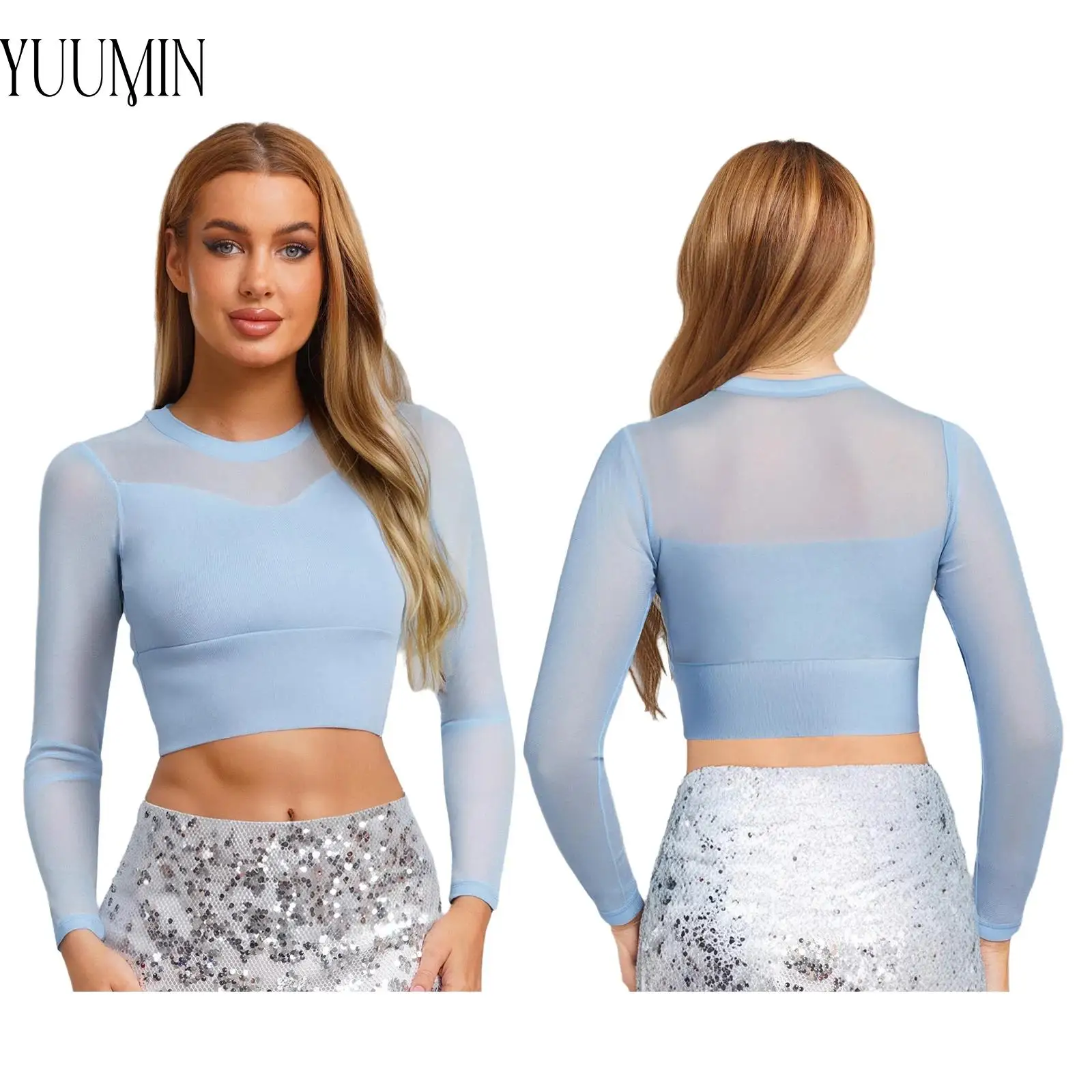 Women Trendy Gym Sports Tops Sheer Mesh Patchwork Yoga Shirt Crew Neck Long Sleeve Crop Top for Pilates Dance Workout Exercise
Women Trendy Gym Sports Tops Sheer Mesh Patchwork Yoga Shirt Crew Neck Long Sleeve Crop Top for Pilates Dance Workout Exercise