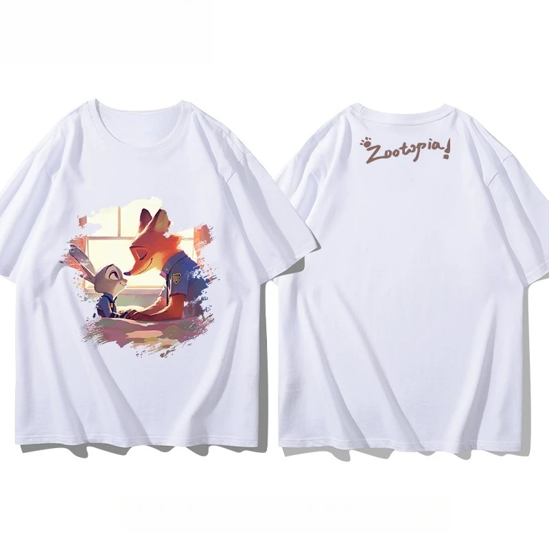 Disney Crazy Zootopia T-shirt Nick Judy Joint Peripheral Short-sleeved Male and Female Couples Summer Pure Cotton Popular Casual
Disney Crazy Zootopia T-shirt Nick Judy Joint Peripheral Short-sleeved Male and Female Couples Summer Pure Cotton Popular Casual