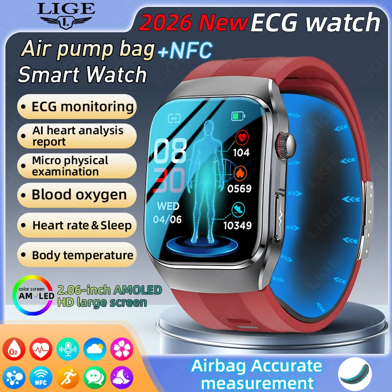 LIGE New Accurate Blood Pressure Smart Watch Uric Acid ECG Blood Oxygen Body Analysis Body Fat 2.06" AMOLED Screen Smartwatches
LIGE New Accurate Blood Pressure Smart Watch Uric Acid ECG Blood Oxygen Body Analysis Body Fat 2.06" AMOLED Screen Smartwatches