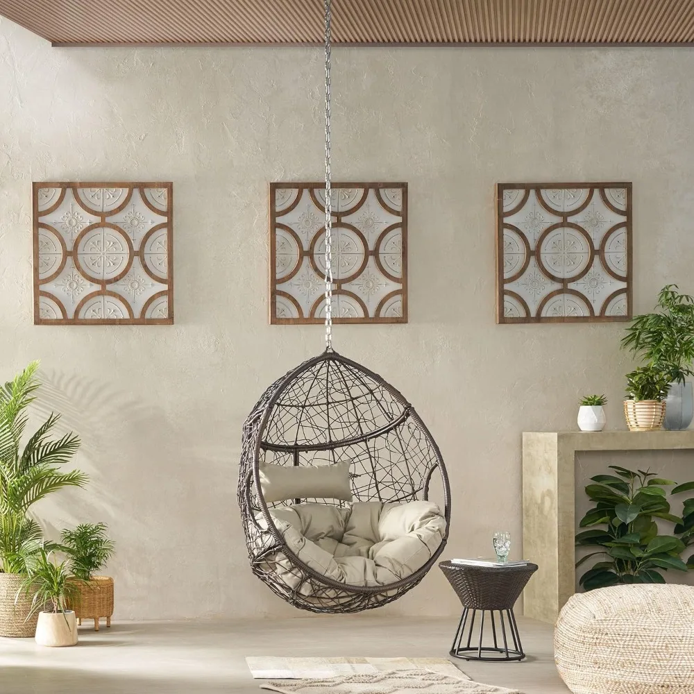 Outdoor Hanging Egg Chair with 8FT Chain, Patio Wicker Swing Egg Basket Chairs, Rattan Basket Hanging Chair Without Stand, Indoo
Outdoor Hanging Egg Chair with 8FT Chain, Patio Wicker Swing Egg Basket Chairs, Rattan Basket Hanging Chair Without Stand, Indoo