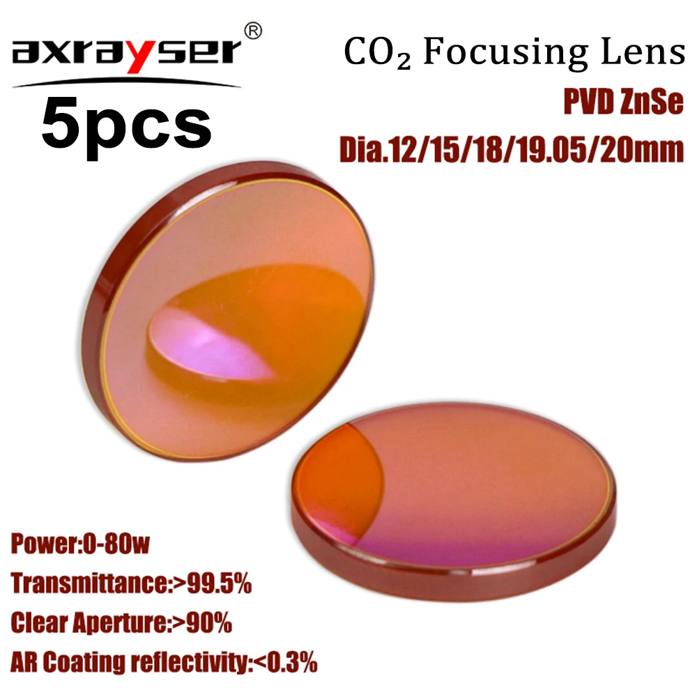 5PCS PVD ZnSe Laser Focus Lens Dia.12/15/18/19.05/20 FL38.1/50.8/63.5/76.2/101.6mm Lens for CO2 Laser Engraving Cutting Machine
5PCS PVD ZnSe Laser Focus Lens Dia.12/15/18/19.05/20 FL38.1/50.8/63.5/76.2/101.6mm Lens for CO2 Laser Engraving Cutting Machine
