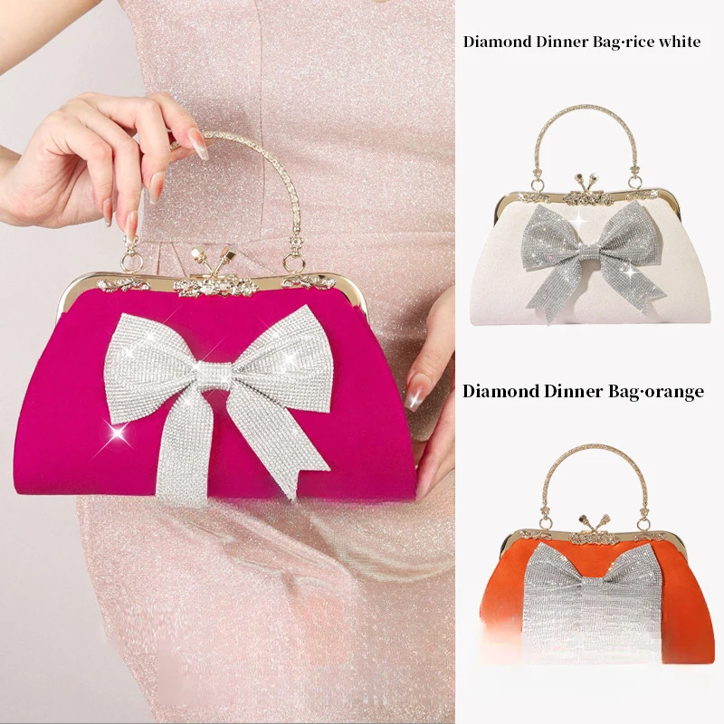 New Bowknot Evening Bag, Candy-Colored Handbag, Rhinestone Clutch with Rubber Base, Velvet Bag
New Bowknot Evening Bag, Candy-Colored Handbag, Rhinestone Clutch with Rubber Base, Velvet Bag