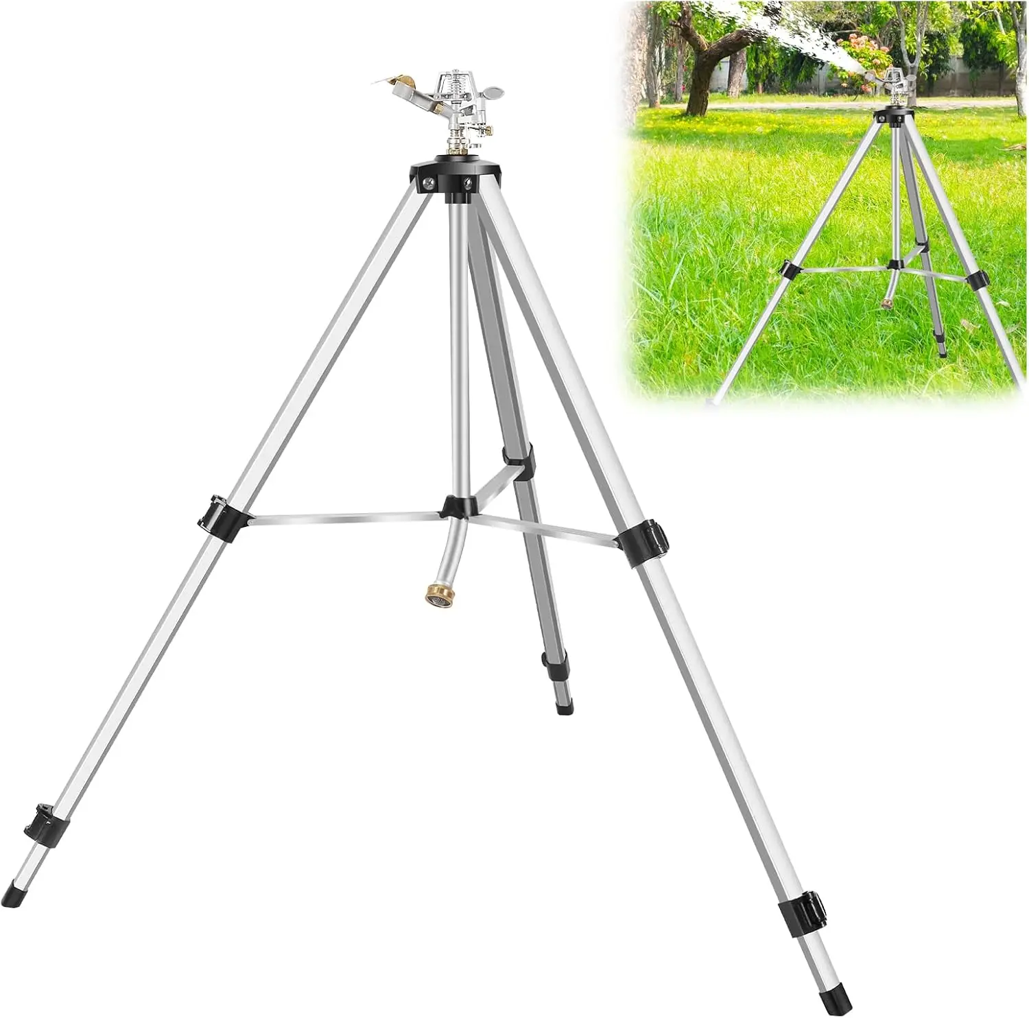 Heavy Duty Impact Sprinkler on Tripod Base, 50 Inch Tall with Brass Nozzle for Large Yard Area, 360 Degree Rotating Up to 90 Ft
Heavy Duty Impact Sprinkler on Tripod Base, 50 Inch Tall with Brass Nozzle for Large Yard Area, 360 Degree Rotating Up to 90 Ft