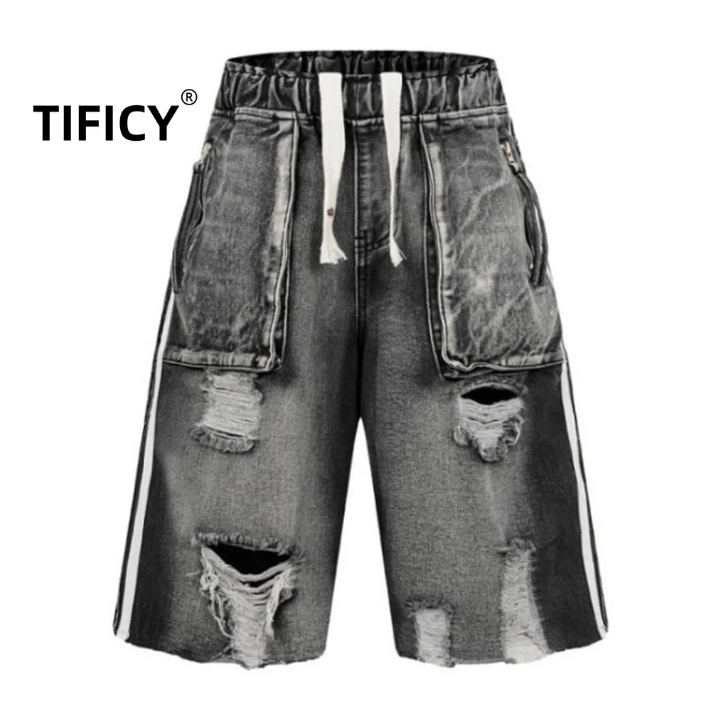 High Street Waste Soil Wind Blown Holes Denim Shorts Men's Washed and Worn Frayed Workwear Wide Leg Cropped Pants
High Street Waste Soil Wind Blown Holes Denim Shorts Men's Washed and Worn Frayed Workwear Wide Leg Cropped Pants