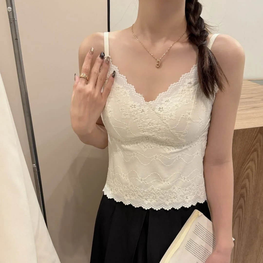French Lace V Neck Camisole with Padded Bra Slimming Pure Desire Style Vest Top
French Lace V Neck Camisole with Padded Bra Slimming Pure Desire Style Vest Top