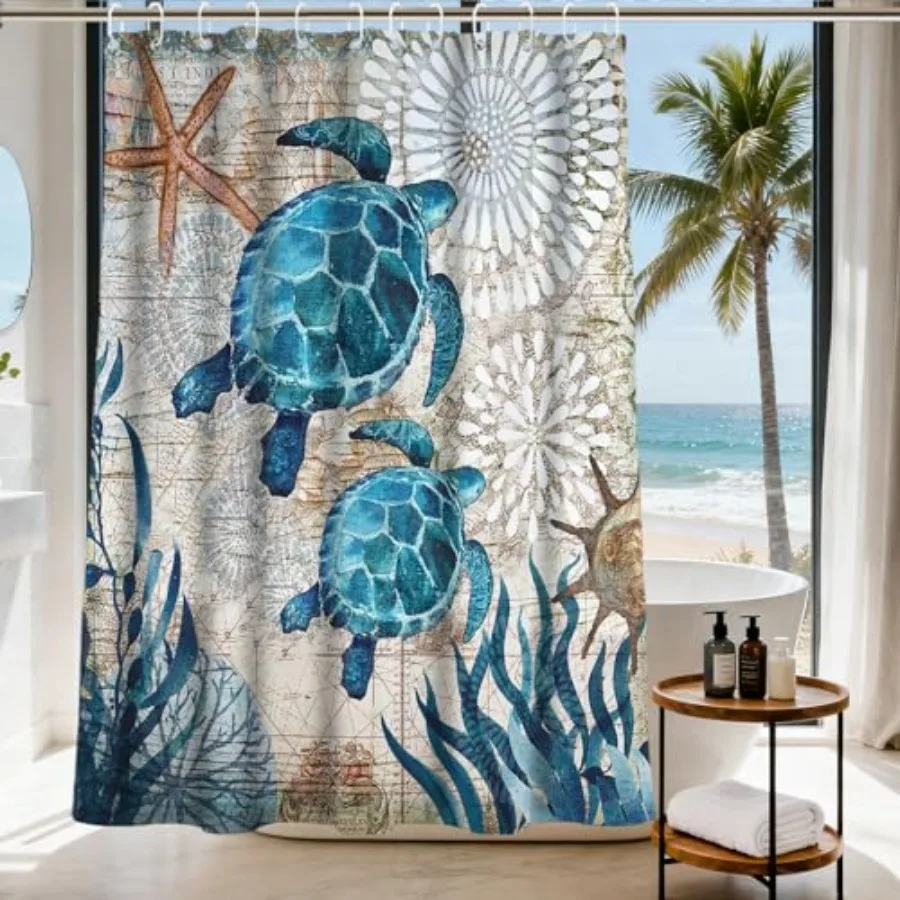 Nautical Green Sea Turtles Beach Theme Fabric Shower Curtain Sets Bathroom Blue Ocean Decor with Grommets and Hooks - 72 x 72 I
Nautical Green Sea Turtles Beach Theme Fabric Shower Curtain Sets Bathroom Blue Ocean Decor with Grommets and Hooks - 72 x 72 I
