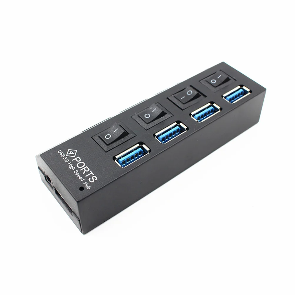 4-Port Usb 3.0 Hub High Speed Data Transfer Splitter Switch Led Indicator Compatible With Usb 2.0 1.1