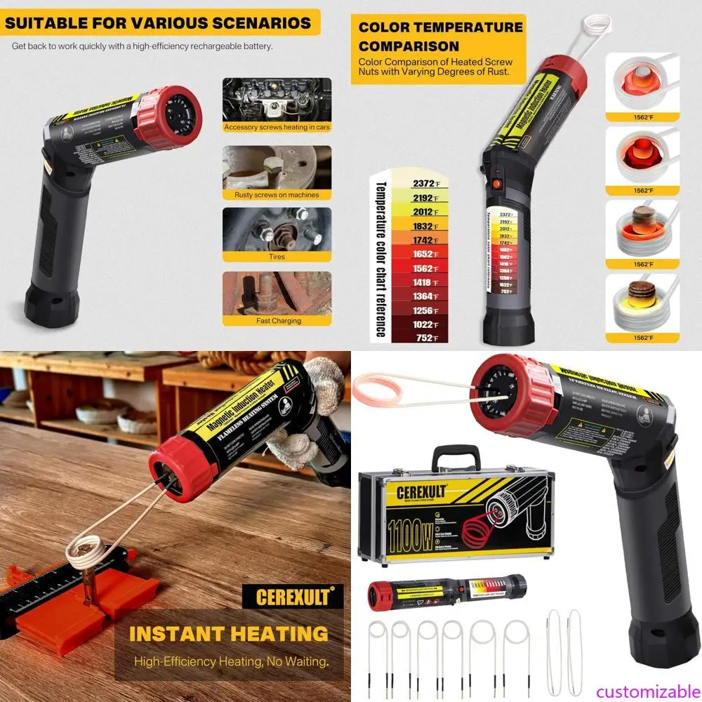 Комплект индукционного болтового нагревателя 1100 Вт, 110 В с 8 катушками для удаления ржавых винтов
Комплект индукционного болтового нагревателя 1100 Вт, 110 В с 8 катушками для удаления ржавых винтов