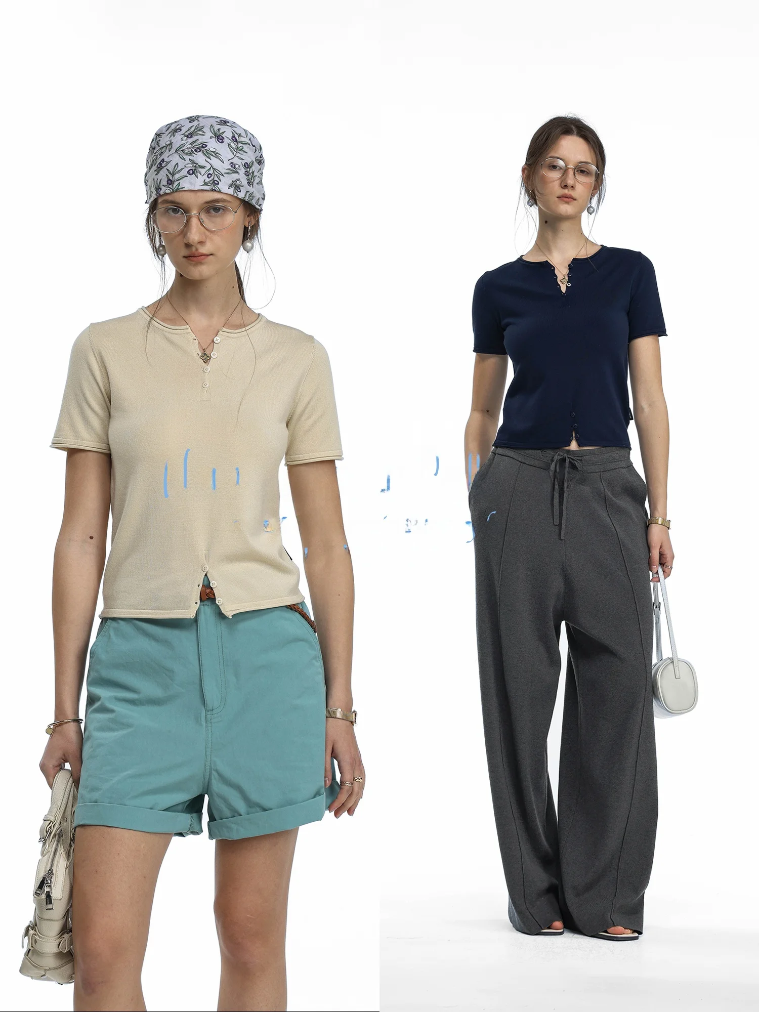Women's Slim Fit Short Sleeve Knitwear Button Slit Casual Style Lenzing Fabric round Neck Top Soft Comfortable Spring Fashion
Women's Slim Fit Short Sleeve Knitwear Button Slit Casual Style Lenzing Fabric round Neck Top Soft Comfortable Spring Fashion