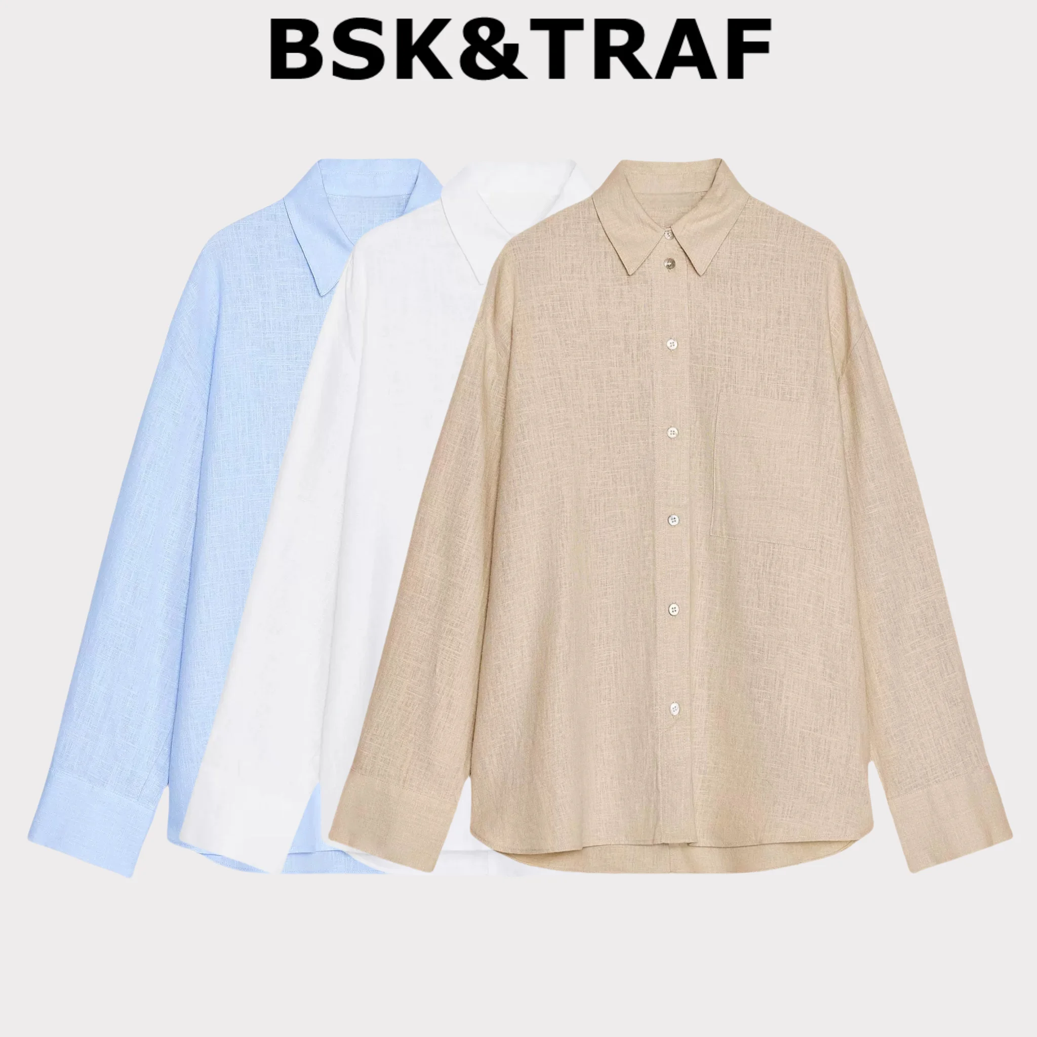 BSK&TRAF Linen Loose Simple Long-sleeved Lapel Shirt Single Pocket Decoration 2025 New Women's Casual Shirt Top
BSK&TRAF Linen Loose Simple Long-sleeved Lapel Shirt Single Pocket Decoration 2025 New Women's Casual Shirt Top
