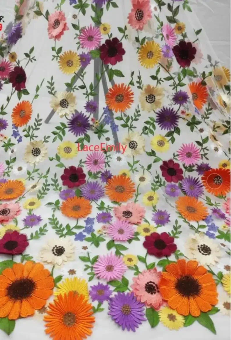 Multicolored 3d flower embroidery Lace Fabric colorful floral Tulle Fabric For Girl Dress Tutu Dress Wedding Dress 
Multicolored 3d flower embroidery Lace Fabric colorful floral Tulle Fabric For Girl Dress Tutu Dress Wedding Dress