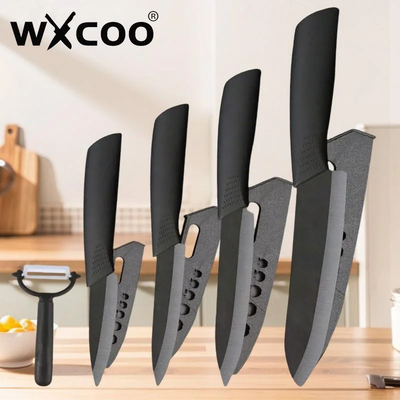 WXCOO Ceramic Knives Set Black Blade Cooking Kitchen Vegetable Paring Knives with Peeler Chef Knife Paring Utility Slicing Knife
WXCOO Ceramic Knives Set Black Blade Cooking Kitchen Vegetable Paring Knives with Peeler Chef Knife Paring Utility Slicing Knife