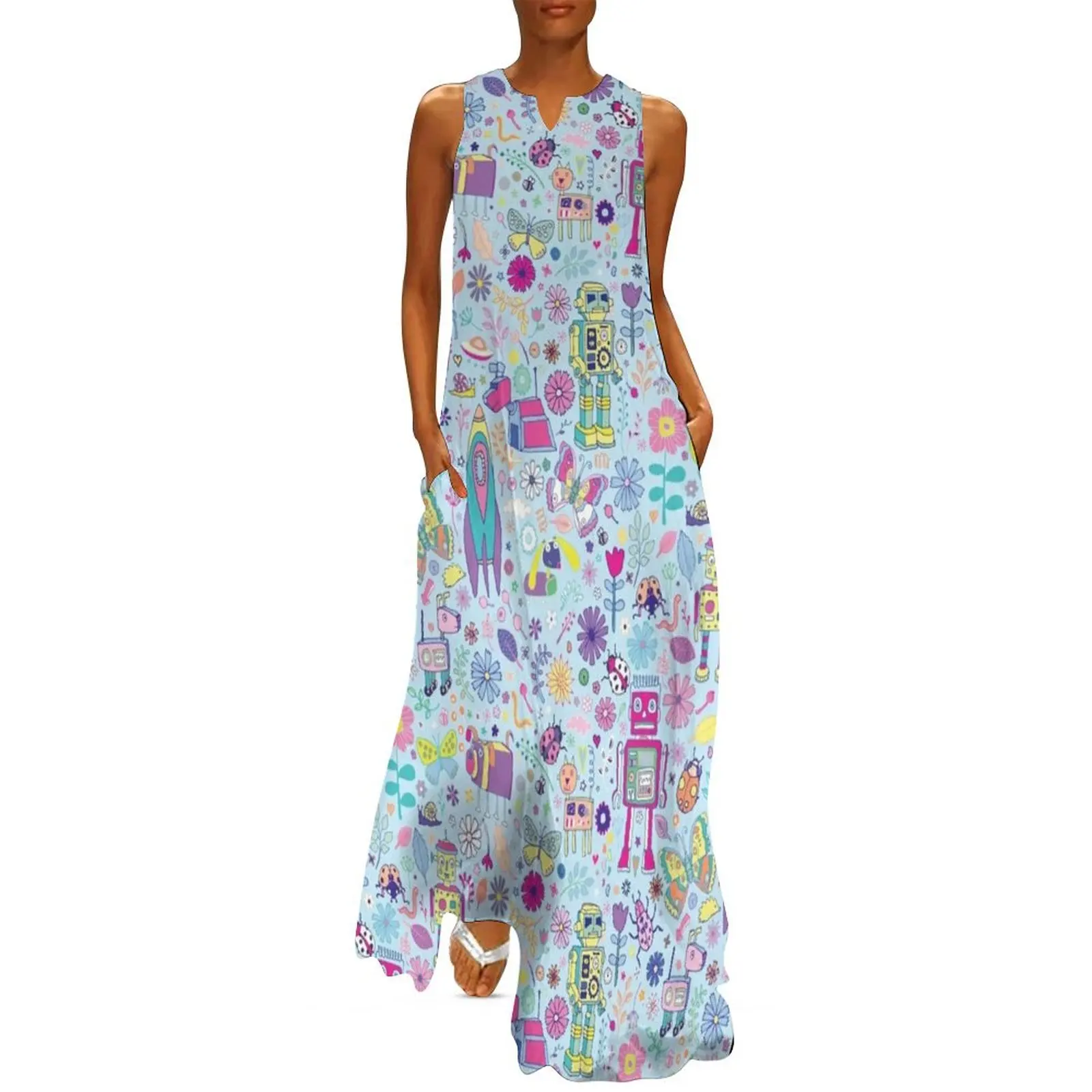 Electric Dreams - fun floral robot pattern by Cecca Designs Long Dress birthday dresses for women women"s fashion dresses
Electric Dreams - fun floral robot pattern by Cecca Designs Long Dress birthday dresses for women women"s fashion dresses