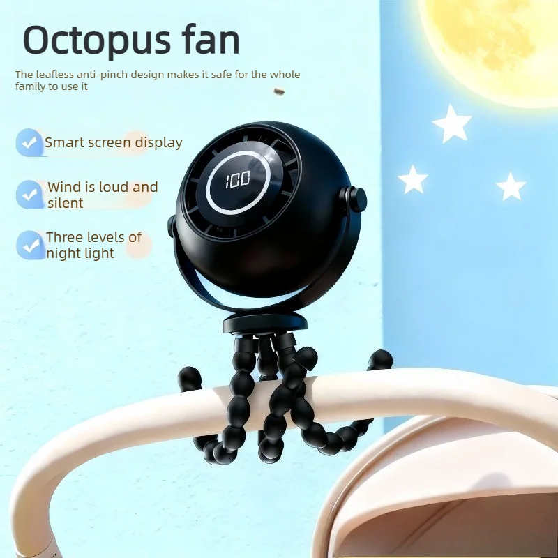 Octopus Baby Stroller Fan 3-Speed Quiet Mini Clip on Fan 4000Mah USB Charging Small Desktop Fan with LED for Baby Strollers
Octopus Baby Stroller Fan 3-Speed Quiet Mini Clip on Fan 4000Mah USB Charging Small Desktop Fan with LED for Baby Strollers