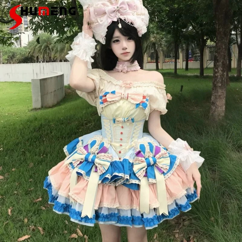 Elegant High-end Princess Dress Bow Stitching Color Birthday Mini Dress High Waist Slim Kawaii Lolita Ball Gown Dress for Women
Elegant High-end Princess Dress Bow Stitching Color Birthday Mini Dress High Waist Slim Kawaii Lolita Ball Gown Dress for Women