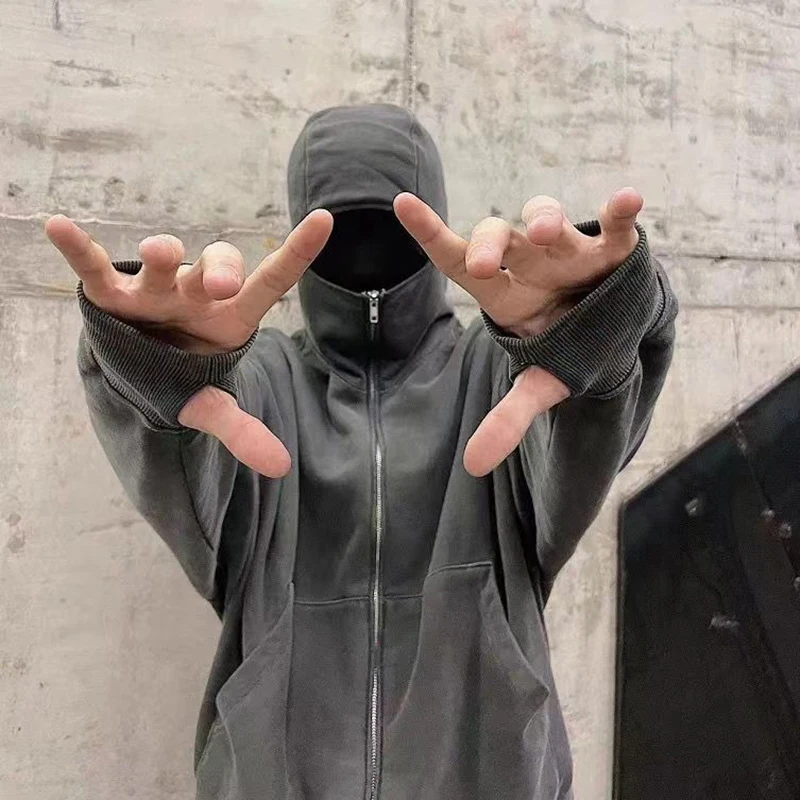 Men's Ninja Hoodie Full Zip Up Face Cover Hooded Jacket Washed Vintage Streetwear Hip Hop Vibe Oversized Sweatshirt Coat
Men's Ninja Hoodie Full Zip Up Face Cover Hooded Jacket Washed Vintage Streetwear Hip Hop Vibe Oversized Sweatshirt Coat
