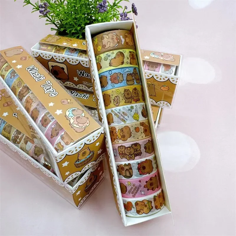 New 10Roll Capybara Washi Tape Scrapbooking Design Journal Diary Decorative Material Handmade Paper Tape School Stationery
New 10Roll Capybara Washi Tape Scrapbooking Design Journal Diary Decorative Material Handmade Paper Tape School Stationery