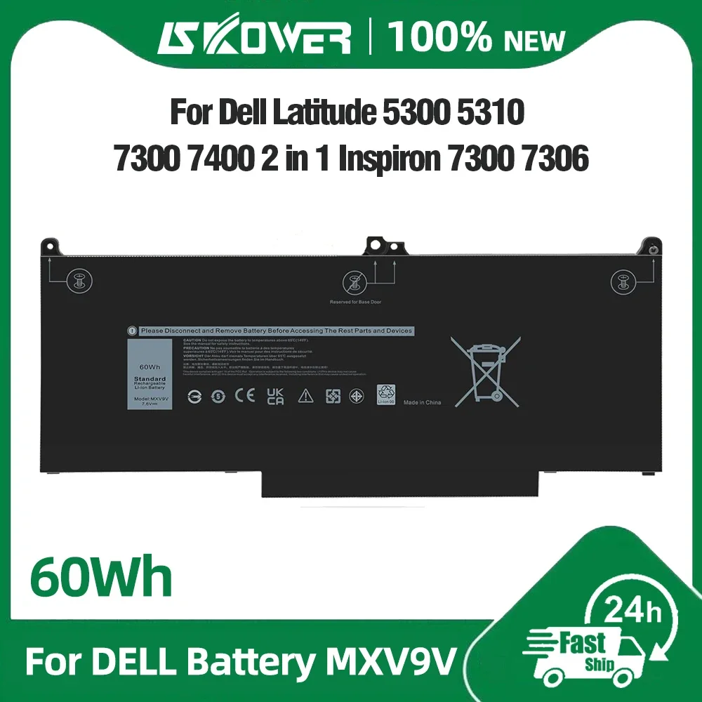 60Wh MXV9V OG74G Battery for Dell Latitude 7300 7400 5300 5310 5300 5310 2-in-1 Inspiron 7306 42Wh 0G74G P96G P97G P99G P100G
60Wh MXV9V OG74G Battery for Dell Latitude 7300 7400 5300 5310 5300 5310 2-in-1 Inspiron 7306 42Wh 0G74G P96G P97G P99G P100G