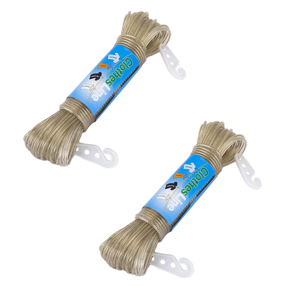 2pcs PVC Coated Polyester Drying Rope Transparent Portable with Hooks for Home Balcony Travel Garden Use Clothes Hanging Rope
2pcs PVC Coated Polyester Drying Rope Transparent Portable with Hooks for Home Balcony Travel Garden Use Clothes Hanging Rope