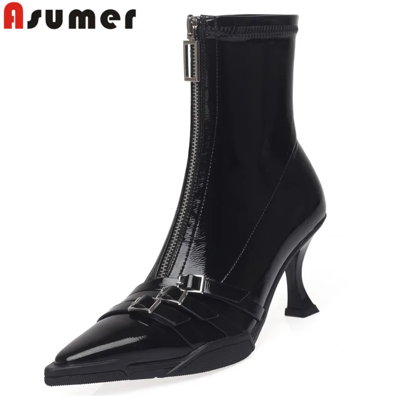 ASUMER 2024 New Sexy Microfiber Zipper Ankle Boots Ladies Buckle Pointed Toe Spring Boots Thin High Heels Shoes
ASUMER 2024 New Sexy Microfiber Zipper Ankle Boots Ladies Buckle Pointed Toe Spring Boots Thin High Heels Shoes