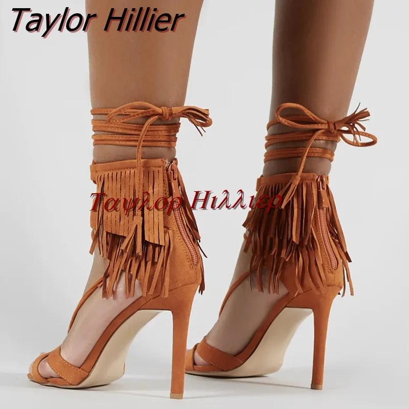 Summer Bohemian Sandals Round Toe Thin Heel Cross Lace-Up High Heels Brown Fringed Open-Toe Casual Women'S Shoes Gladiator New
Summer Bohemian Sandals Round Toe Thin Heel Cross Lace-Up High Heels Brown Fringed Open-Toe Casual Women'S Shoes Gladiator New