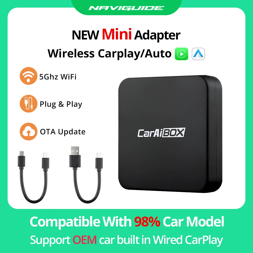 NAVIGUIDE 2IN1 Wireless CarPlay USB Adapter Wireless Android Auto Dongle For Toyota Mazda Nissan Suzuki Audi Plug And Play
NAVIGUIDE 2IN1 Wireless CarPlay USB Adapter Wireless Android Auto Dongle For Toyota Mazda Nissan Suzuki Audi Plug And Play