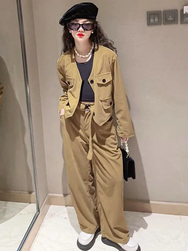 autumn teenager girls clothes set corduroy short coat top+Straight leg pants 2pcs 4-15 Fashion kids casual suit children outfits
autumn teenager girls clothes set corduroy short coat top+Straight leg pants 2pcs 4-15 Fashion kids casual suit children outfits