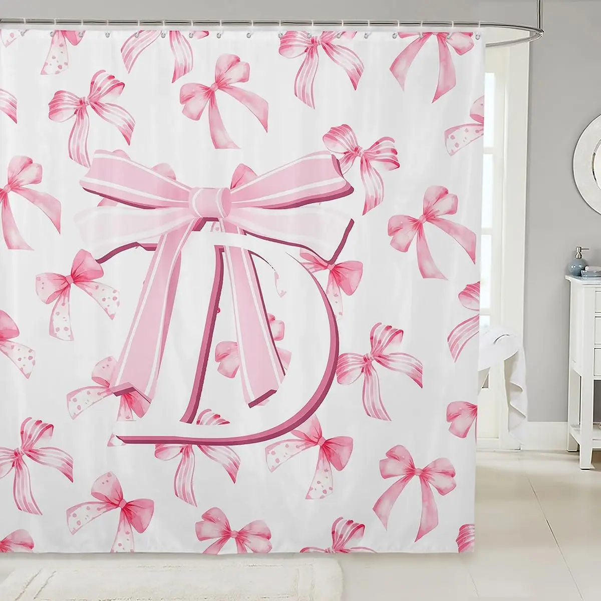 Pink Bow Letter D Monogram Shower Curtain Personalized Girl's Bathroom Decor 180x180cm Accessories Modern Fashion
Pink Bow Letter D Monogram Shower Curtain Personalized Girl's Bathroom Decor 180x180cm Accessories Modern Fashion