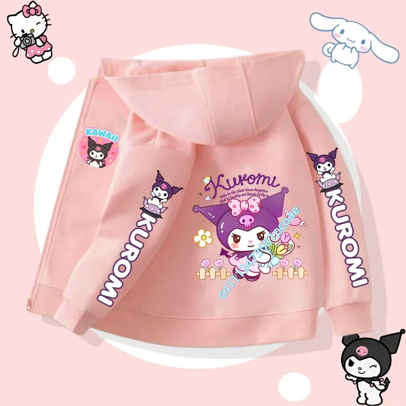 girls' casual top by Sanrio -fall/winter coat 1-12 years old children's zipper-style hooded sweatshirt with Kuromi cartoon print
girls' casual top by Sanrio -fall/winter coat 1-12 years old children's zipper-style hooded sweatshirt with Kuromi cartoon print