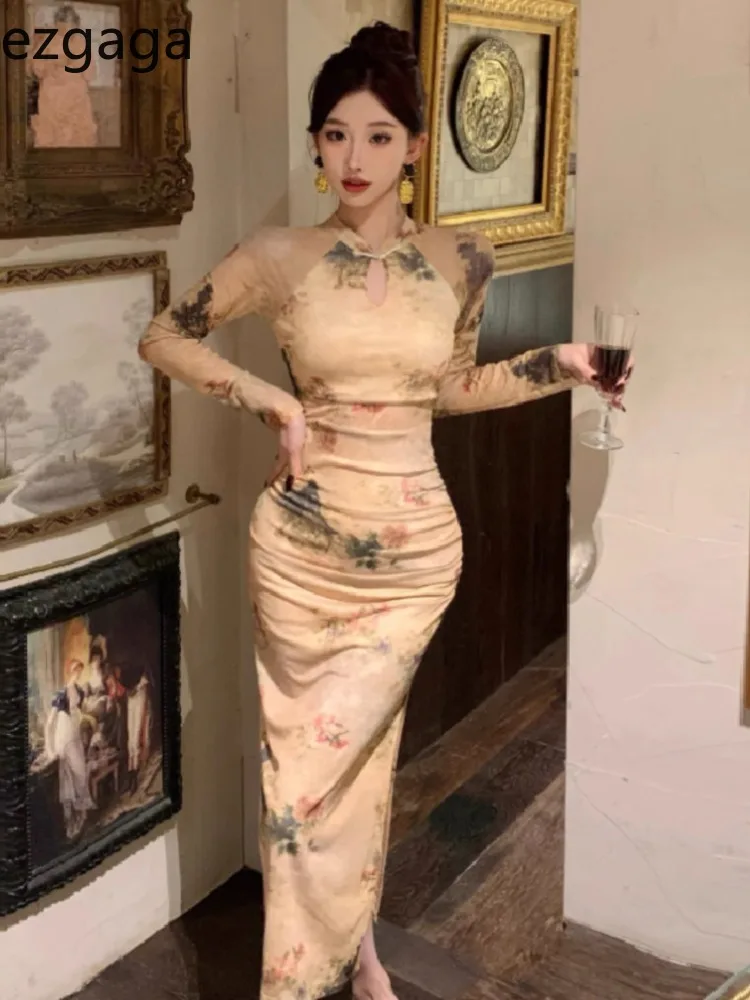 Ezgaga Dresses Women Fashion Sexy Floral Mesh Hollow Out Split Long Sleeve Vintage Temperament Elegant Party Dress Ladies Autumn
Ezgaga Dresses Women Fashion Sexy Floral Mesh Hollow Out Split Long Sleeve Vintage Temperament Elegant Party Dress Ladies Autumn