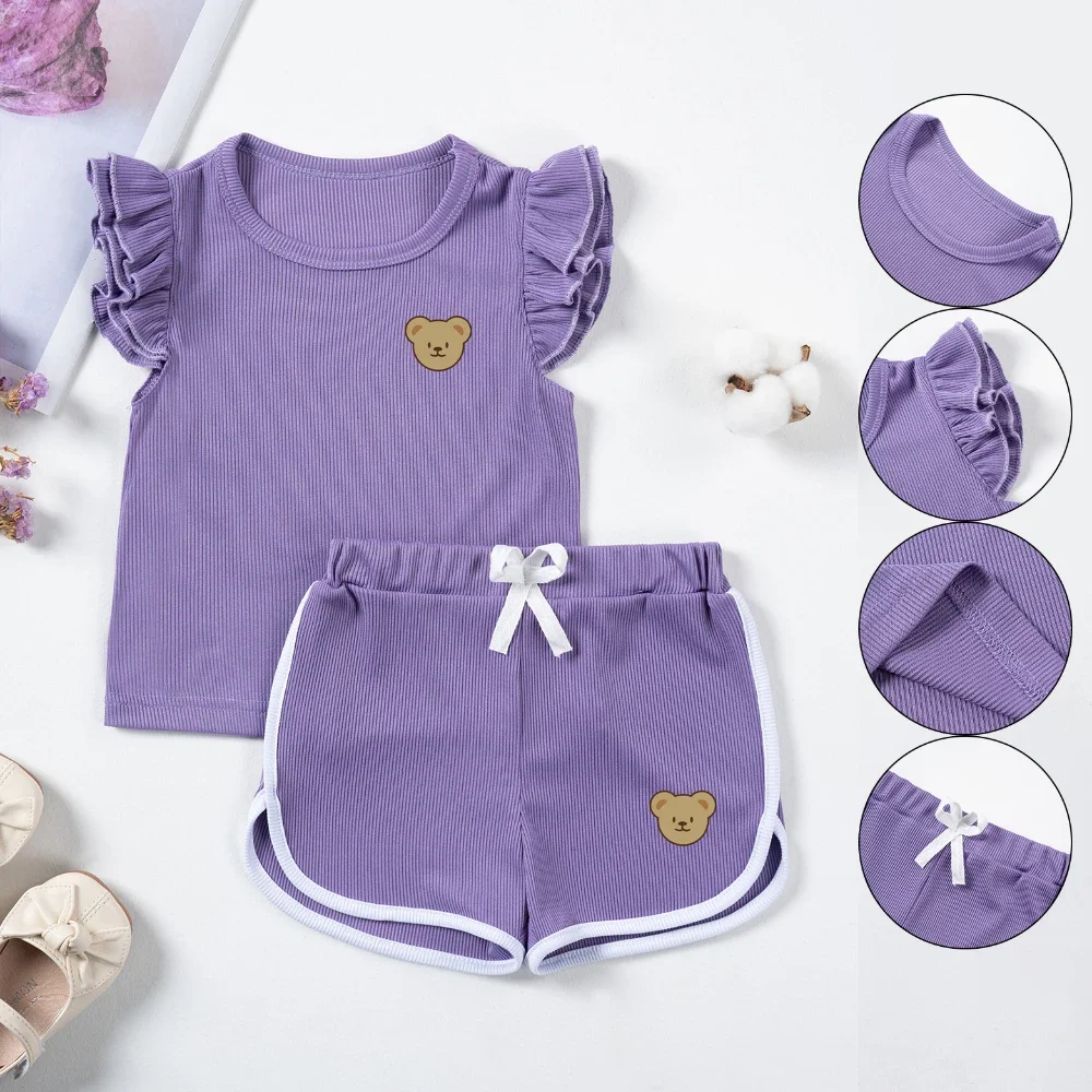 2pcs Girl's Summer Suit Casual Children's Clothes Bear Sweet Double Fly Sleeve Top + Sports Shorts Skin-friendly and Breathable
2pcs Girl's Summer Suit Casual Children's Clothes Bear Sweet Double Fly Sleeve Top + Sports Shorts Skin-friendly and Breathable
