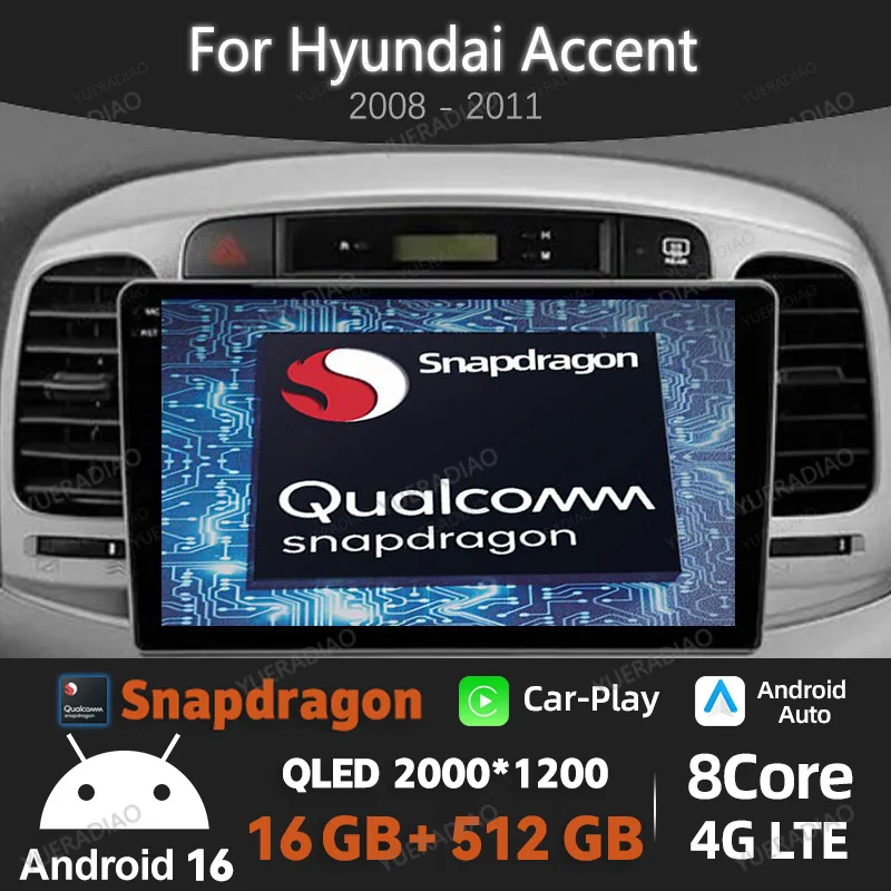 Android 16 Car Radio For Hyundai Accent 2008 - 2011 Qualcomm Carplay Automotive Carplay Multimedia Central Double Din DVD BT FM
Android 16 Car Radio For Hyundai Accent 2008 - 2011 Qualcomm Carplay Automotive Carplay Multimedia Central Double Din DVD BT FM