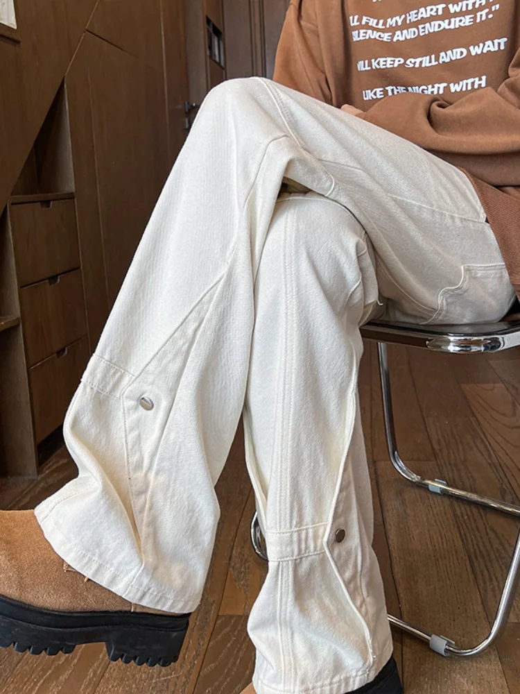 Белые прямые широкие брюки для мужчин, дизайнерские джинсы с элементами пэчворка в американском уличном стиле, осенние свободные расклешенные брюки
Белые прямые широкие брюки для мужчин, дизайнерские джинсы с элементами пэчворка в американском уличном стиле, осенние свободные расклешенные брюки