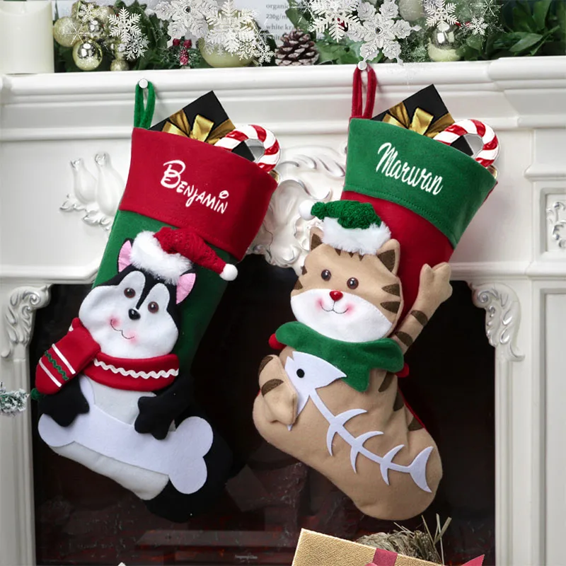Personalized Embroidery Christmas Decorations Cartoon Creative Cat and Dog Socks Christmas Candy Bags Home Decoration Pendants
Personalized Embroidery Christmas Decorations Cartoon Creative Cat and Dog Socks Christmas Candy Bags Home Decoration Pendants