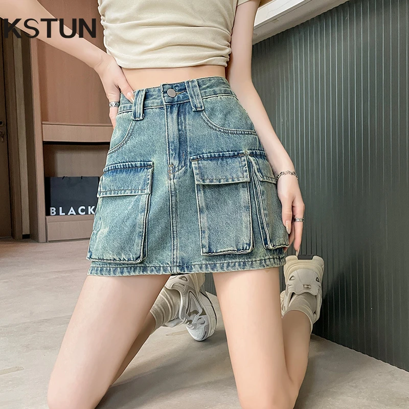 KSTUN 2025 Women's Summer Denim Skirts Wrap Sexy High Waist Women Short Skirts Vintage Blue Multi-pockets Girls Cargo Skirts 
KSTUN 2025 Women's Summer Denim Skirts Wrap Sexy High Waist Women Short Skirts Vintage Blue Multi-pockets Girls Cargo Skirts
