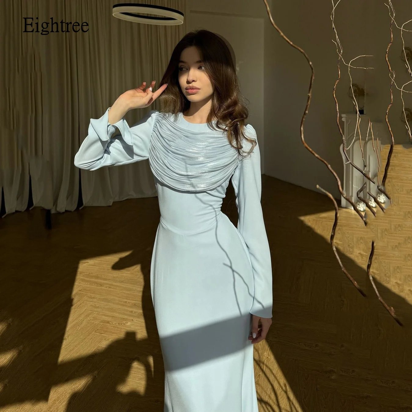 Eightree Pastrol Sky Blue Prom Dresses Mermaid Soft Vestidos de noche Long Sleeves Evening Dress 2025 Customized
Eightree Pastrol Sky Blue Prom Dresses Mermaid Soft Vestidos de noche Long Sleeves Evening Dress 2025 Customized