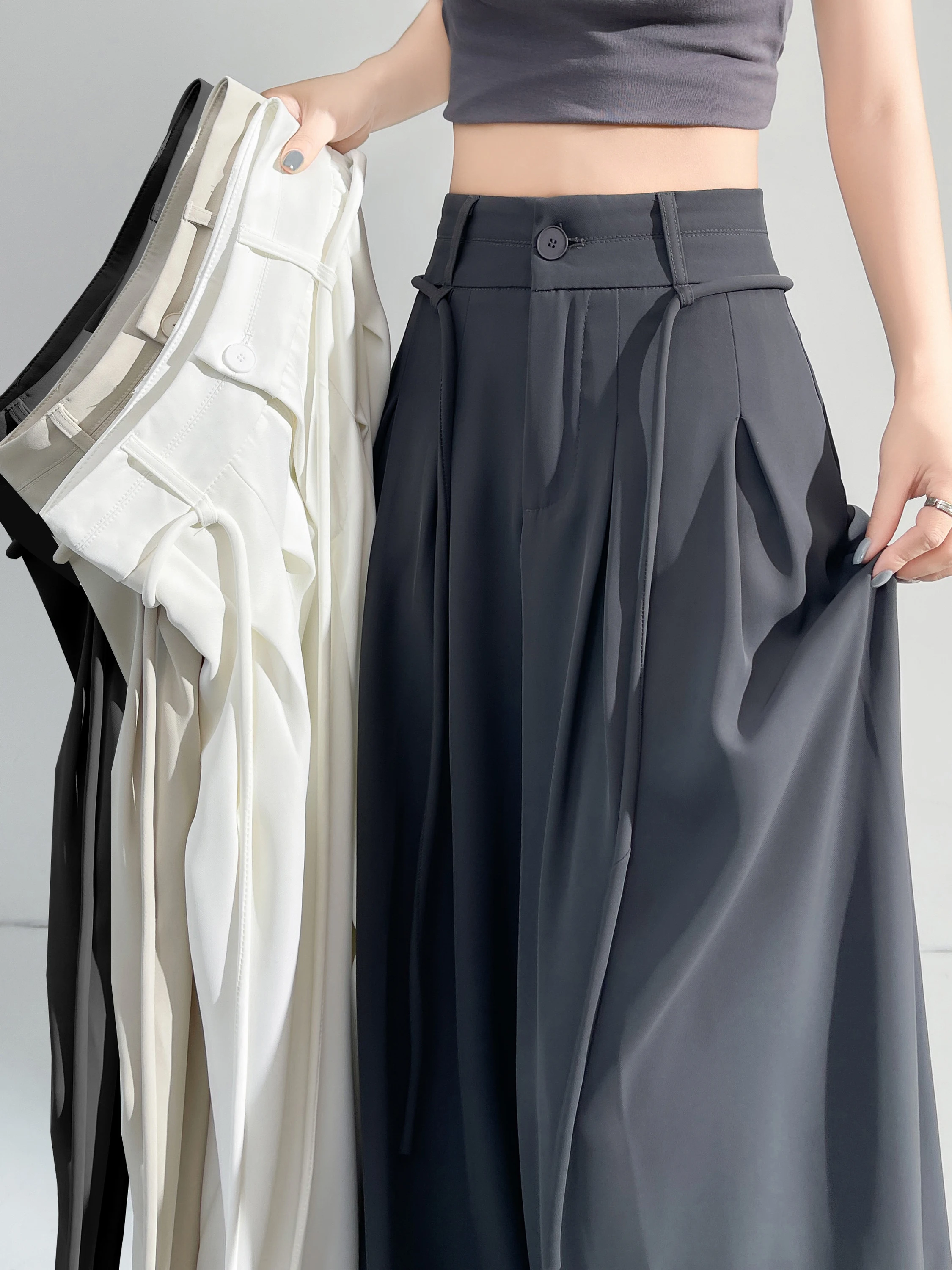 Elegant High Waist Wide Leg Pants Women's Summer Thin Loose Casual Straight Drapey Floor-Length Skirt Suit Korean Style
Elegant High Waist Wide Leg Pants Women's Summer Thin Loose Casual Straight Drapey Floor-Length Skirt Suit Korean Style