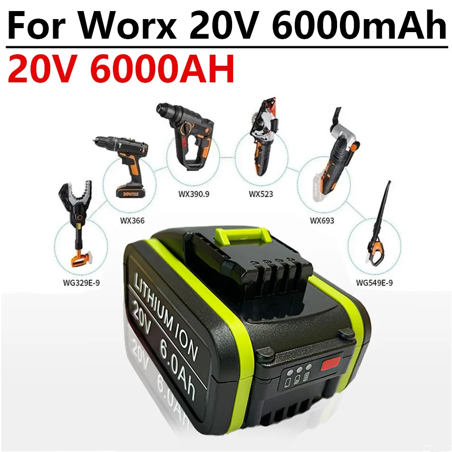 Новый оригинальный литий-ионный аккумулятор большой емкости WA3578 20 в 6,0 Ач, подходит для WORX's
Новый оригинальный литий-ионный аккумулятор большой емкости WA3578 20 в 6,0 Ач, подходит для WORX's
