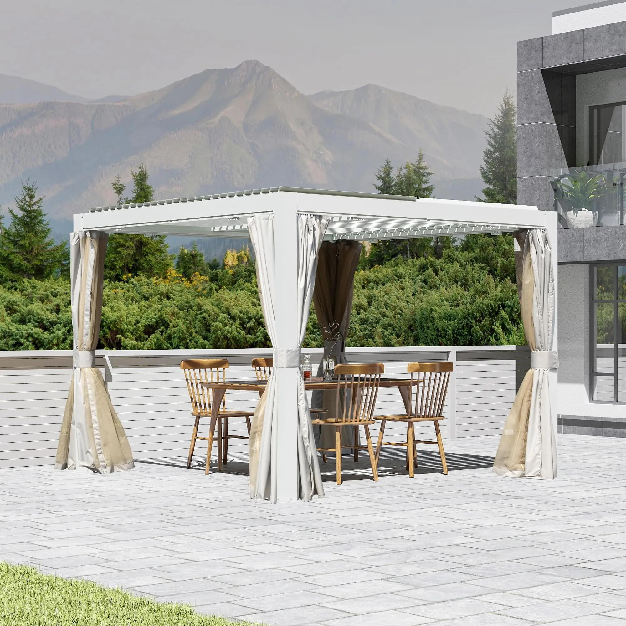 !@10' X 10' Aluminum Outdoor Pergola Louvered Canopy Gazebo Adjustable Louvers Built-in Gutter System Modern Patio Gazebo Deck
!@10' X 10' Aluminum Outdoor Pergola Louvered Canopy Gazebo Adjustable Louvers Built-in Gutter System Modern Patio Gazebo Deck