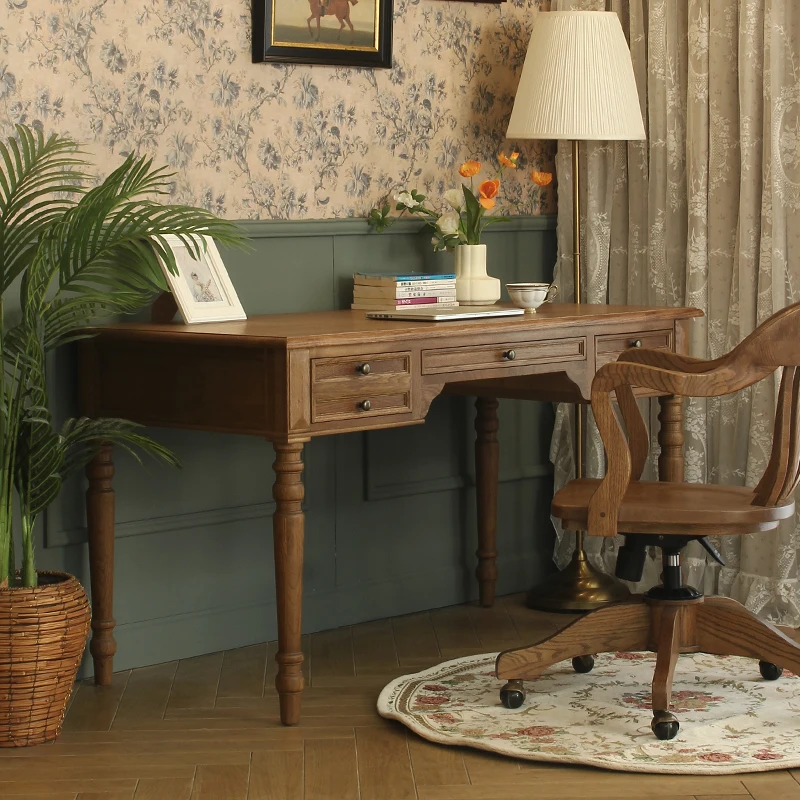American country log desk European oak three pumping desk retro pastoral study computer desk
American country log desk European oak three pumping desk retro pastoral study computer desk