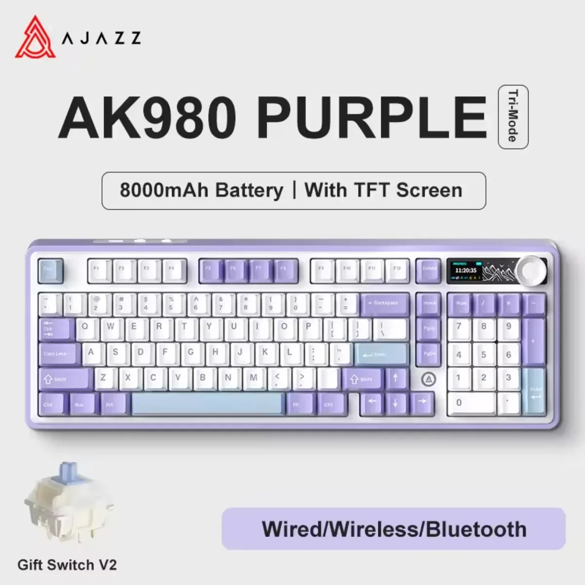 Ajazz AK980 Gaming Mechanical Keyboard Tri Mode Connectivity Hot Swap RGB Backlighting Multifunctional Knob 8000mAh Battery
Ajazz AK980 Gaming Mechanical Keyboard Tri Mode Connectivity Hot Swap RGB Backlighting Multifunctional Knob 8000mAh Battery