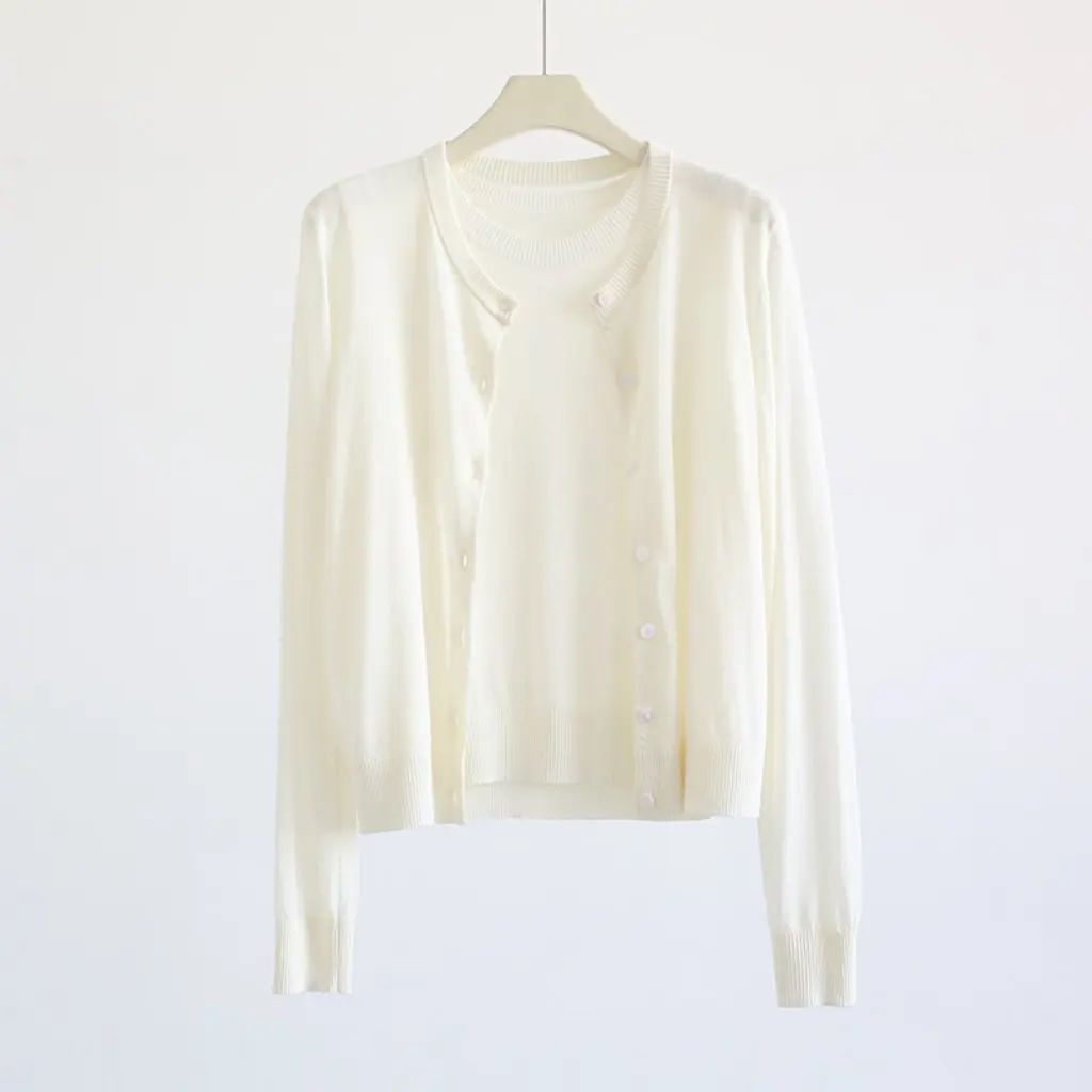 Женский весенне-летний модный элегантный льняной вязаный кардиган с длинными рукавами, жилет с круглым вырезом, комплект из двух предметов
Женский весенне-летний модный элегантный льняной вязаный кардиган с длинными рукавами, жилет с круглым вырезом, комплект из двух предметов