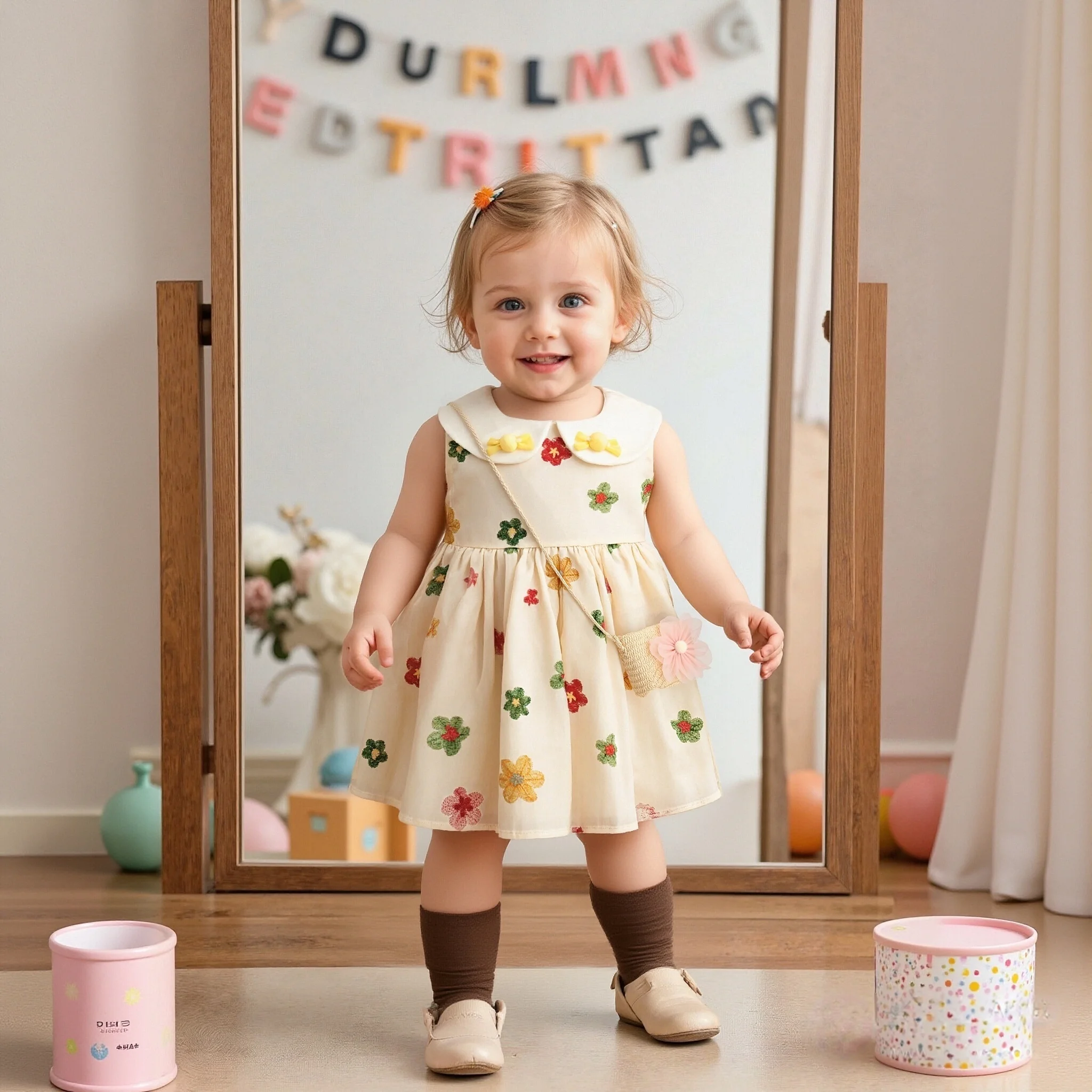 Одежда для маленьких девочек, летнее платье с яркими и цветочным узором, кукольный вырез, без рукавов, детское платье для девочек, милое повседневное платье для маленьких девочек с сумкой
Одежда для маленьких девочек, летнее платье с яркими и цветочным узором, кукольный вырез, без рукавов, детское платье для девочек, милое повседневное платье для маленьких девочек с сумкой