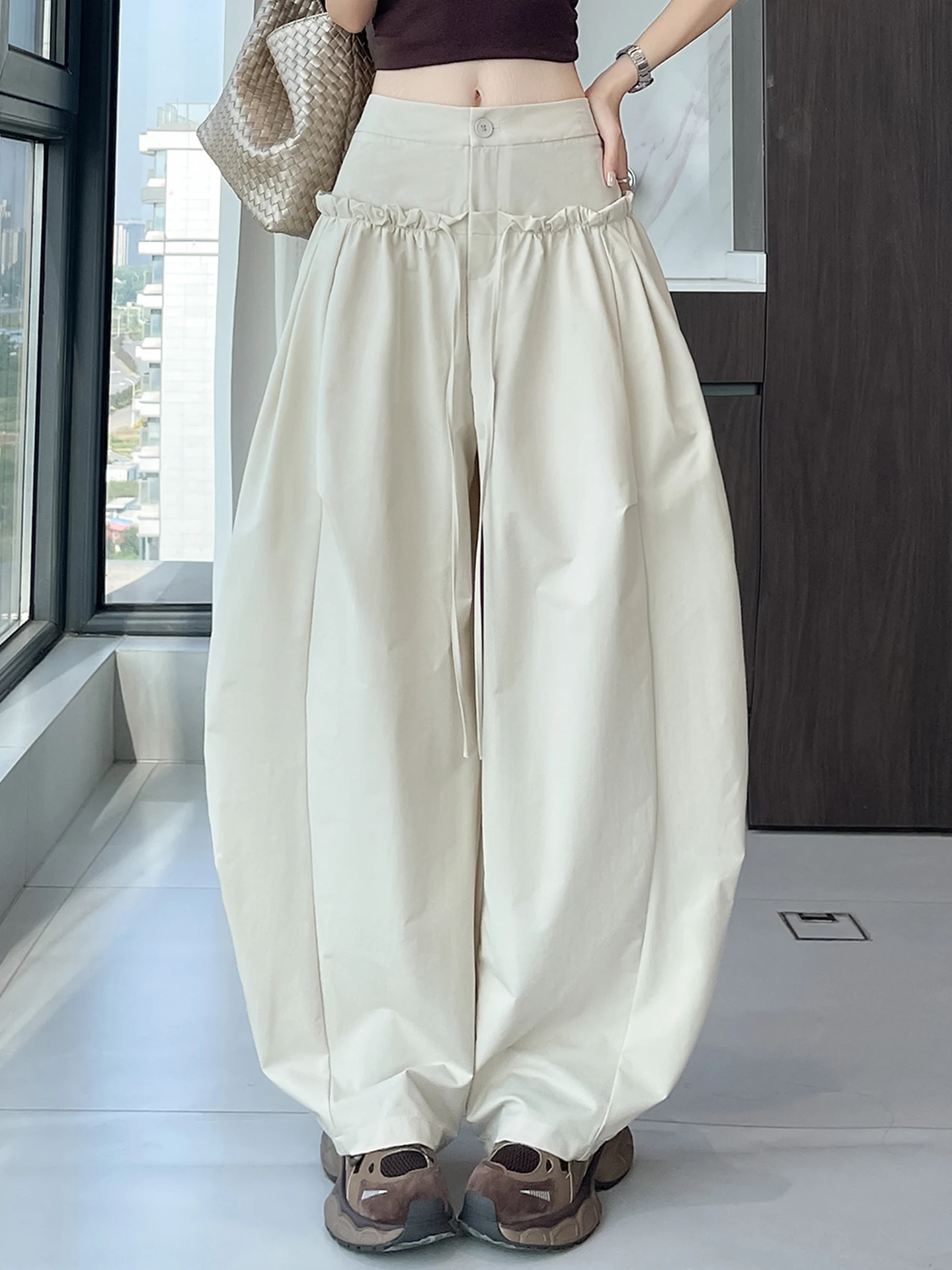 Summer New Style Women's Loose Casual Pants High Waist Slimming Balloon Pants Drawstring Knife Lazy Style Ear Design
Summer New Style Women's Loose Casual Pants High Waist Slimming Balloon Pants Drawstring Knife Lazy Style Ear Design