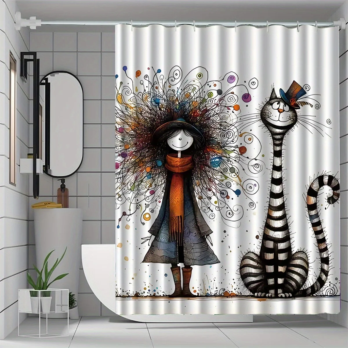 "Artistic Cat Couple Waterproof Shower Curtain, Vibrant Floral Design for Stylish Bathroom Decor, Ideal Gift for Animal Lovers"
"Artistic Cat Couple Waterproof Shower Curtain, Vibrant Floral Design for Stylish Bathroom Decor, Ideal Gift for Animal Lovers"