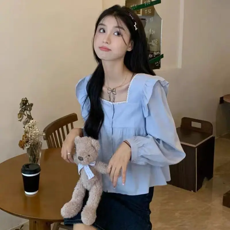 French Square Collar Fungus Edge Shirt Women's Collar Long Sleeved Spring Outfit New Fashionable Short Style Doll Shirt Top
French Square Collar Fungus Edge Shirt Women's Collar Long Sleeved Spring Outfit New Fashionable Short Style Doll Shirt Top