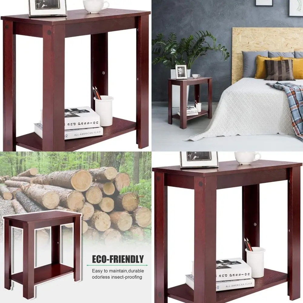 Compact 2-Tier End Table with Open Shelf, Vintage Mahogany Wood, Ideal for Small Spaces, Living Room & Bedroom, Easy Assembly
Compact 2-Tier End Table with Open Shelf, Vintage Mahogany Wood, Ideal for Small Spaces, Living Room & Bedroom, Easy Assembly