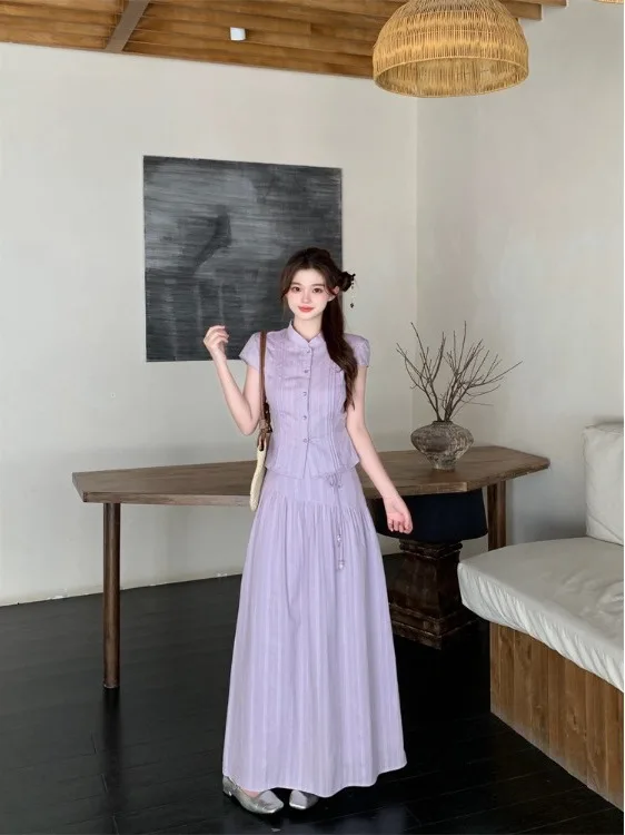 plus Size Fashionable Women's Summer New Design Waist-Cinching Short Sleeve Shirt Midi A-Line Skirt Two-Piece Set Korean Style
plus Size Fashionable Women's Summer New Design Waist-Cinching Short Sleeve Shirt Midi A-Line Skirt Two-Piece Set Korean Style