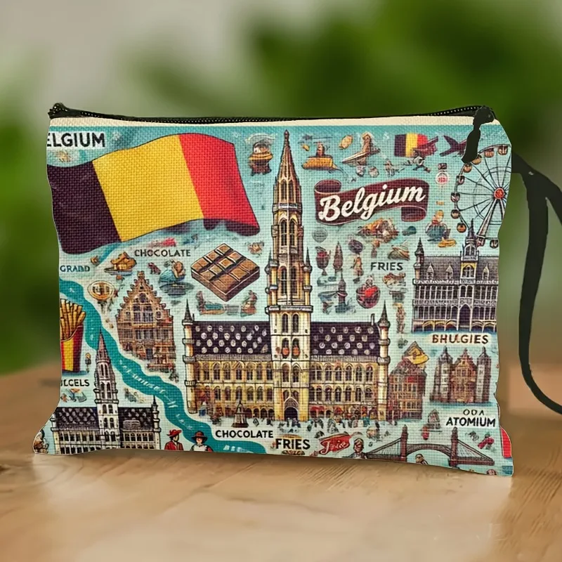 Belgium City-Themed Cosmetic Bag, Travel Zipper Storage Pouch, Gift Bag Souvenir with Wrist Strap, Inspired by Belgian Culture f
Belgium City-Themed Cosmetic Bag, Travel Zipper Storage Pouch, Gift Bag Souvenir with Wrist Strap, Inspired by Belgian Culture f