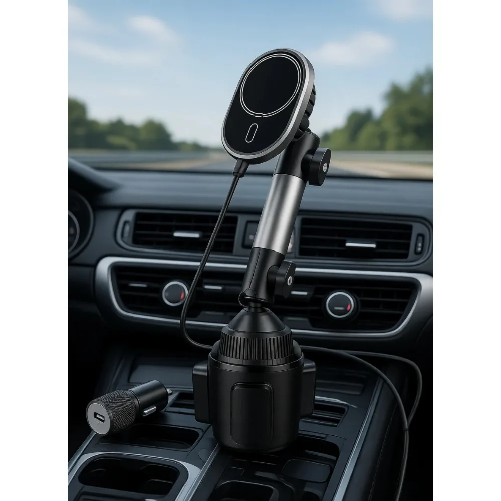 Magnetic Car Mount Charger 15W Qi2 Fast Wireless Charging Cup Holder Dual Cooling Aluminum Tri Pivot Arm Strong Magnets
Magnetic Car Mount Charger 15W Qi2 Fast Wireless Charging Cup Holder Dual Cooling Aluminum Tri Pivot Arm Strong Magnets